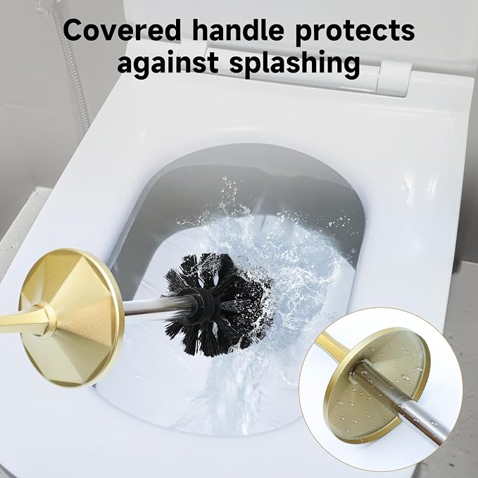 Gold Toilet Brush and Holder，Extra Long Handled Toilet Brush - Image 4