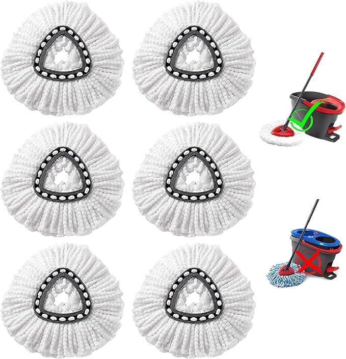 6Pcs Spin Mop Replacement Heads, Easy Cleaning Mop Head Replacement, Machine by HANDRERLEE