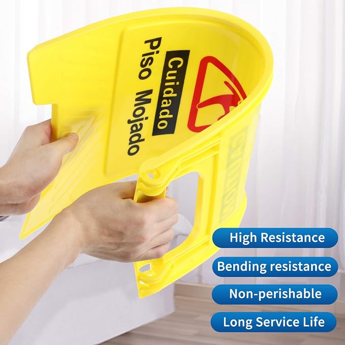 CERLMLAND Caution Wet Floor Sign, Foldable Sturdy Bilingual Double-Sided Safety - Image 7