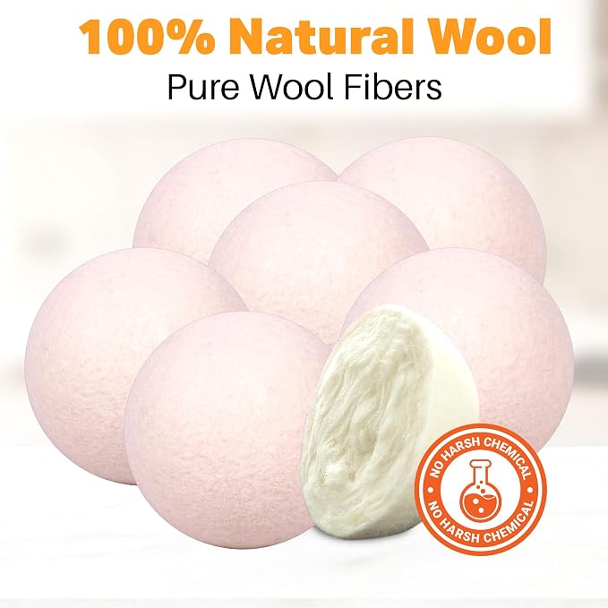 Wool Dryer Balls Organic Felt 6 Pack Laundry Fabric Softener, Extra Large - Image 6