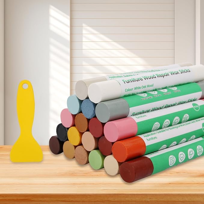 Furniture Markers Touch Up, 20 Colors Wood Filler Sticks, Wood Wax Crayons by Hosifiy