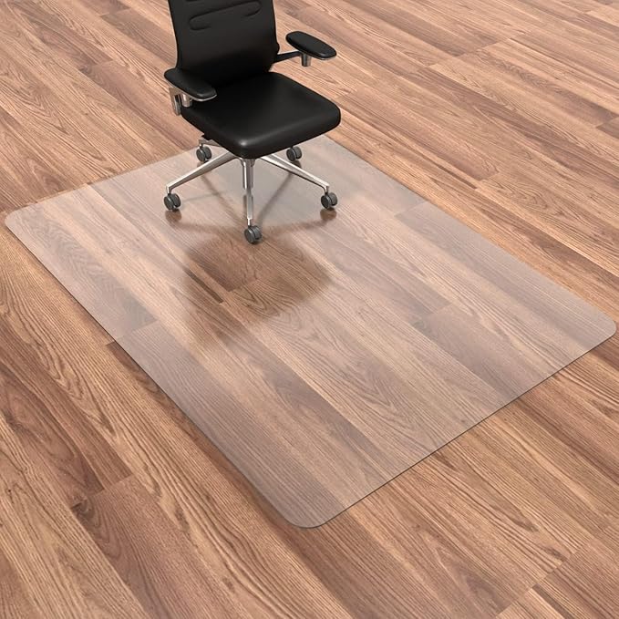 Large Office Chair Mat for Hardwood Floor- 46" x 72" Clear Computer Desk Chair by HOMEK