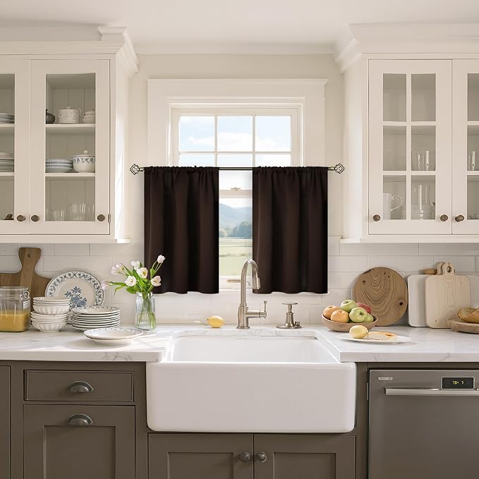 BGment Brown Blackout Curtains for Kitchen Cafe Window - Image 2