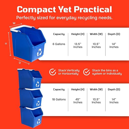 6 Gallon Stackable Recycling Bins - Image 2