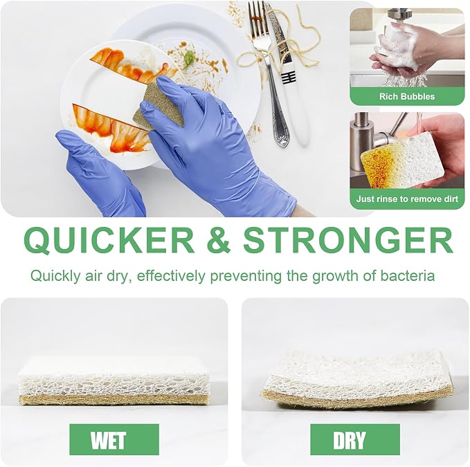 Natural Kitchen Sponges, 12 Pack Non-Scratch Sponge - Image 6