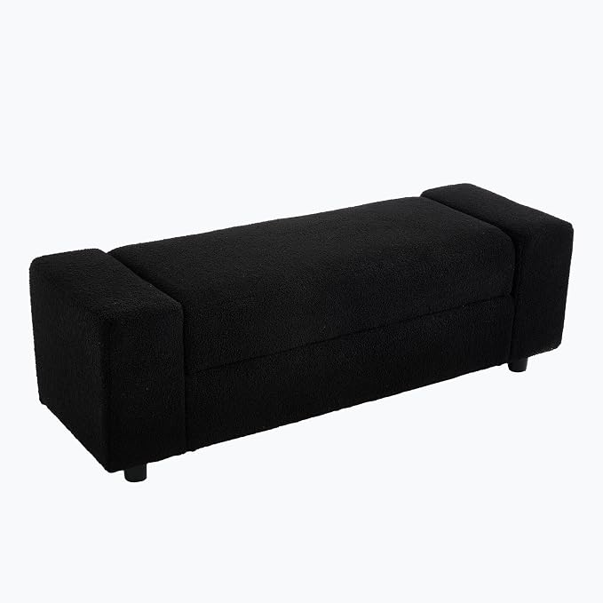 Teddy Storage Ottoman Bench, 55 Inch Upholstered Boucle Comfy Sherpa End of Bed - Image 7