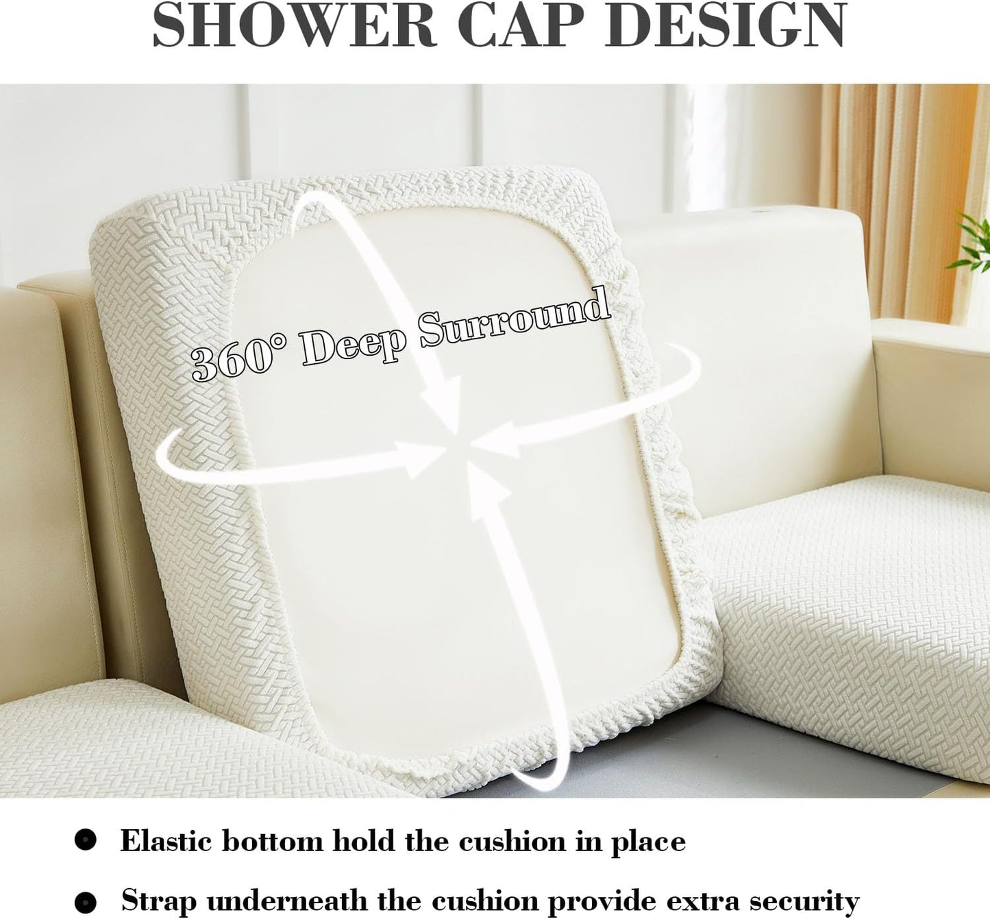 Sofa Covers Couch Covers for Sofa Pet Friendly Couch Cushion Covers Universal Sofa Covers Washable Stretch Slipcovers for Sectional Sofa (Texture Ivory White,Large Single Seat Cover)