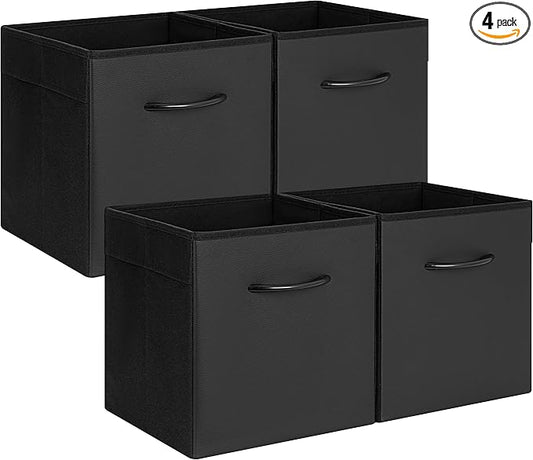 StorageWorks Black Storage Cubes, 11-inch Leather Bins by StorageWorks