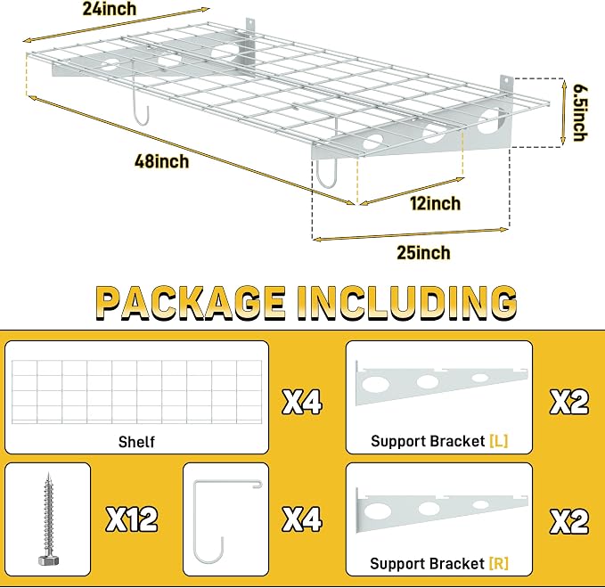 Ultrawall Garage Wall Shelves, 2 x 4 ft Wall Mounted Storage Shelves, Heavy - Image 2