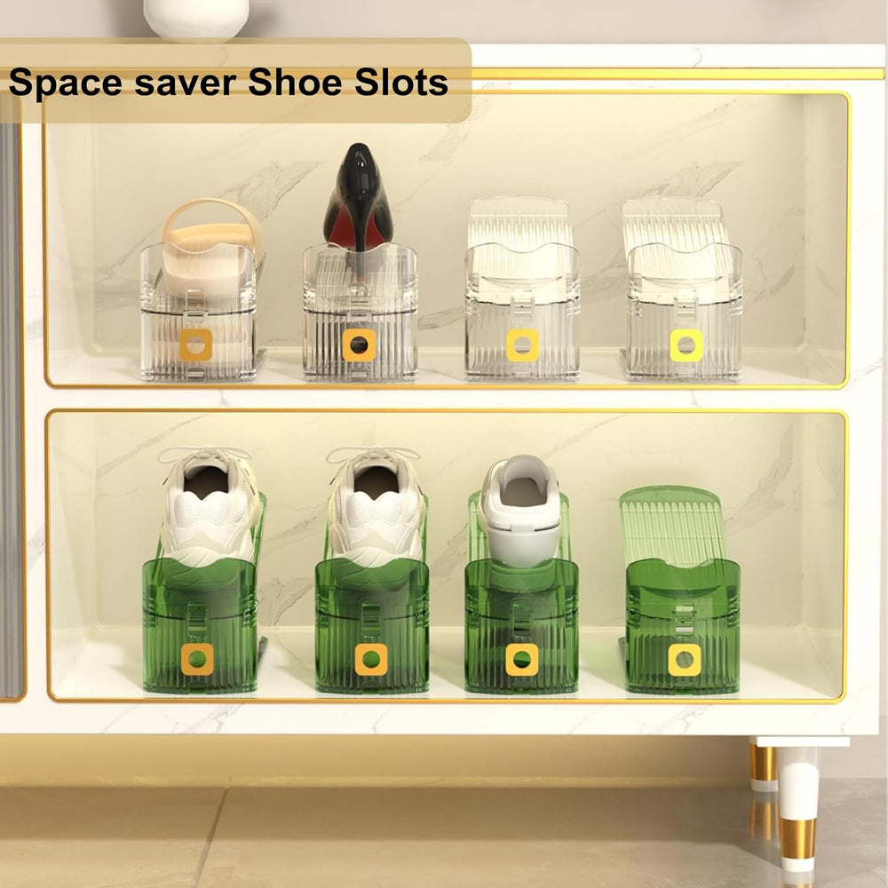 12 Pack Shoe Slot Organizers Clear Shoe Stacker Organizer for Closet Shoe Hol...