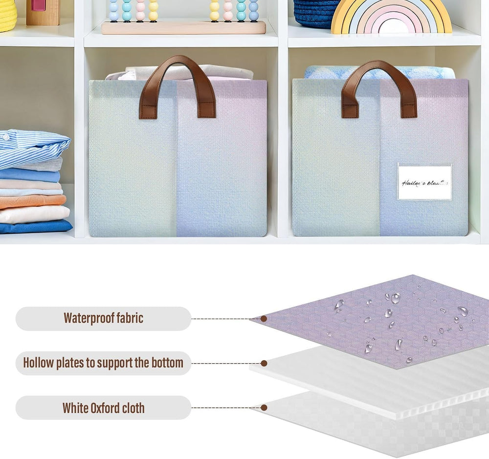 CEBUGI Iridescent Gradient 2 Pack Large Waterproof Collapsible Storage Bin Fo...