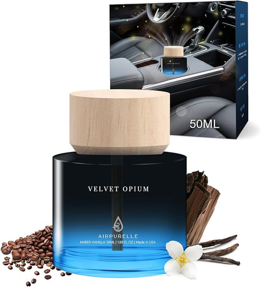 Car Air Freshener for Men & Women – Long-Lasting Amber Vanilla Essential Oil by AIRPURELLE