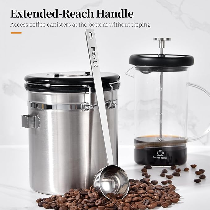 Long Handle Coffee Scoop: 8.6 Inch 18/8 Stainless Steel 2 Tablespoon Metal - Image 5