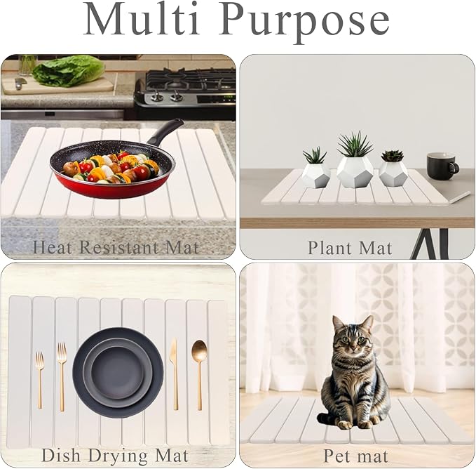Large Stone Dish Drying Mat for Kitchen Counter, 23.6"×15.4", Foldable - Image 5
