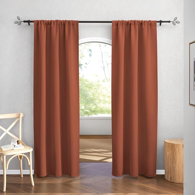 RYB HOME Orange Window Curtains 84 inches Length, Energy Efficient Rod Pocket - Image 2