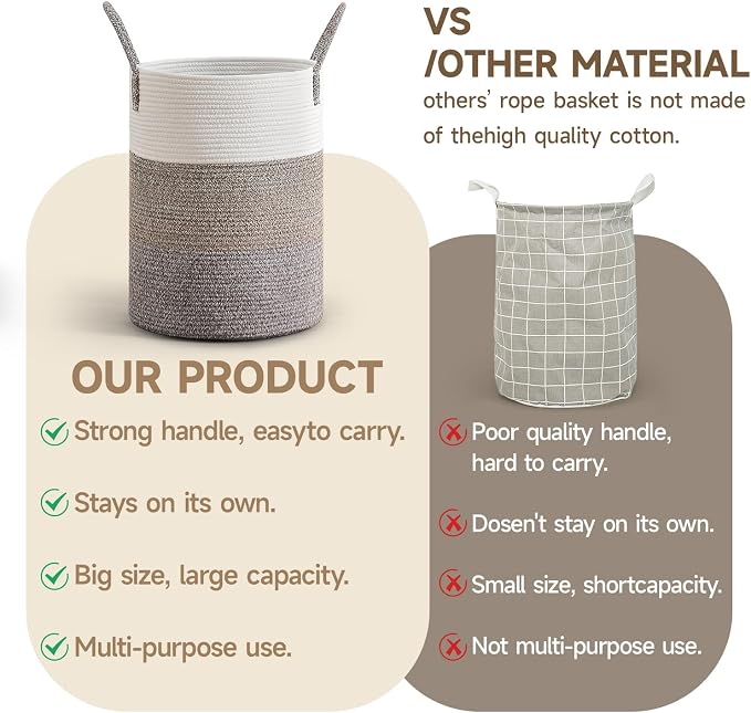 CLHMILY&Z 60L Laundry Basket Round Storage Rope Basket - Image 6