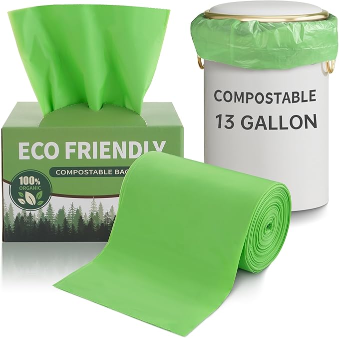 13 Gallon Trash Bags Compostable Compost Large Garbage Bag Extra Thick 1.1 Mil by Eargardin
