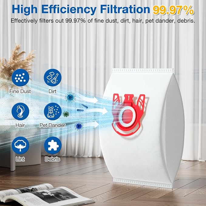 20 Pack 3D Airclean FJM Vacuum Cleaner Bags Compatible - Image 4