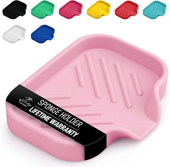 Zulay Kitchen Small Silicone Sponge Holder – Space-Saving Sink Organizer Tray by ZulayKitchen