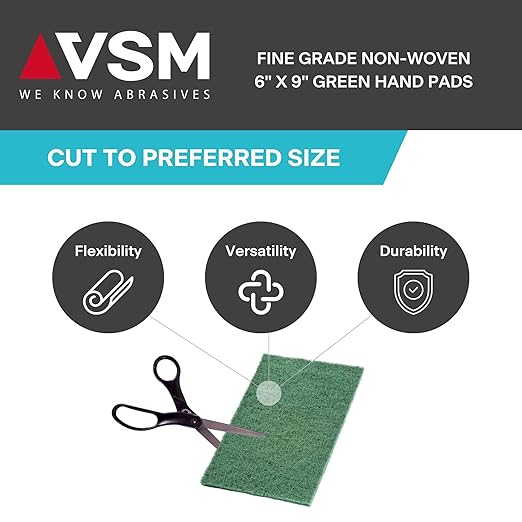 VSM 10-Pack: 6" x 9", Non-Woven Hand Pad, Aluminum Oxide Grains, Rust and - Image 6
