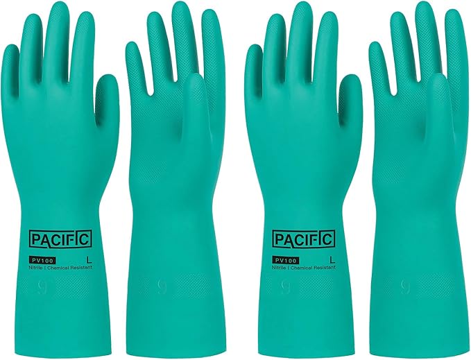 PACIFIC PPE 2 Pairs Nitrile Chemical Resistant Gloves, Resist Strong Acid by PACIFICPPE