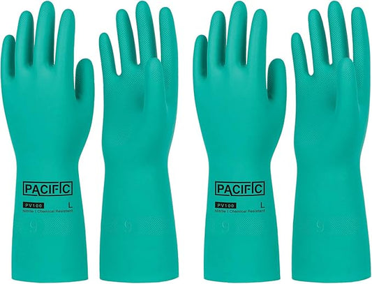 PACIFIC PPE 2 Pairs Nitrile Chemical Resistant Gloves, Resist Strong Acid by PACIFICPPE