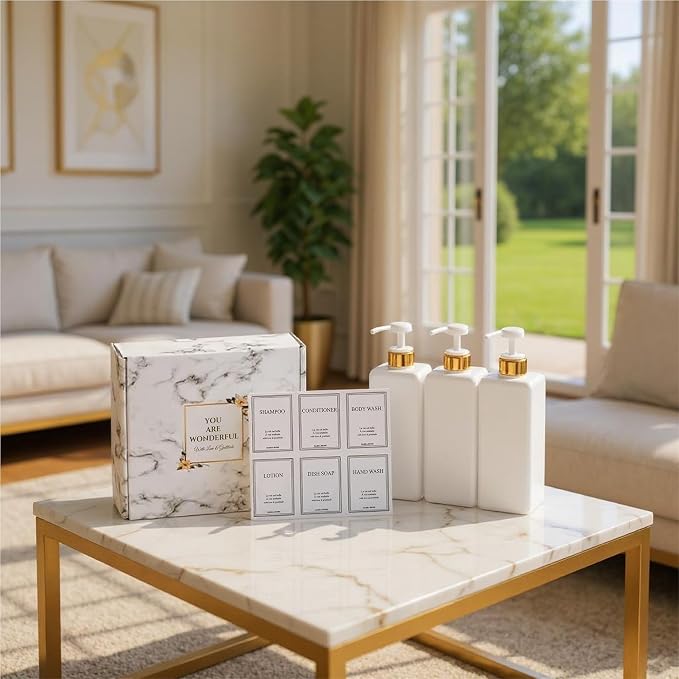 Modern Gold Design Large 27 oz Shampoo and Conditioner Dispensers - Image 6