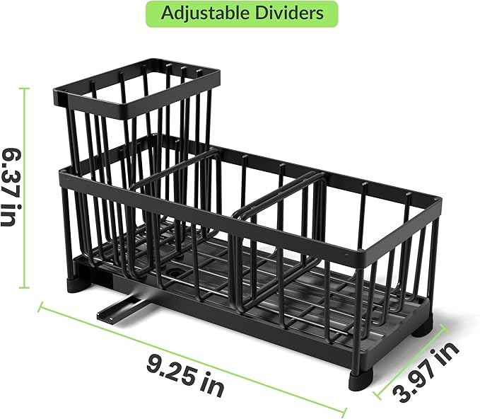 Black Sponge Holder for Kitchen Sink, Self-Draining Kitchen Sink Organizer - Image 7