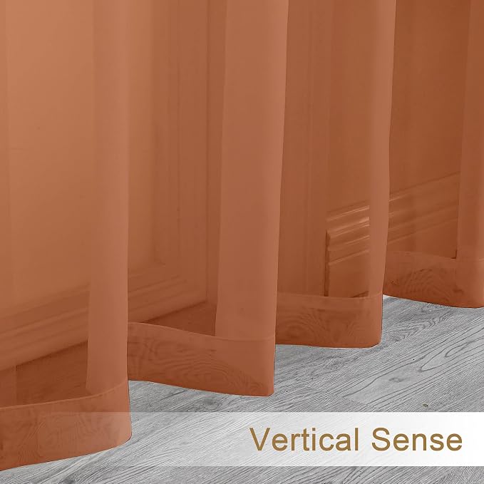 Chyhomenyc Sheer Orange Tier Curtains 24 Inch Length, Small Window Curtains - Image 7