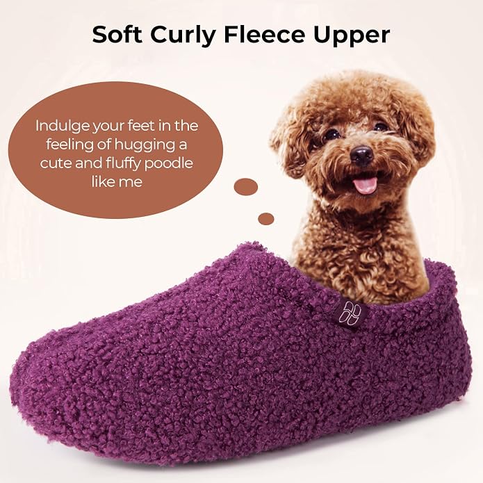 HomeTop Women's Fuzzy Curly Fur Memory Foam Loafer Slippers - Image 3