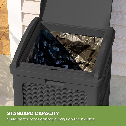 Patiowell 36 Gallon Outdoor Trash Can, Resin Outdoor Garbage Can - Image 4