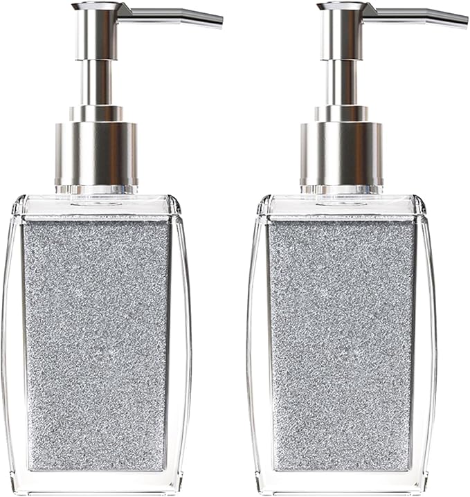 Silver Soap Dispenser with Refillable Plastic Pump by Unknown