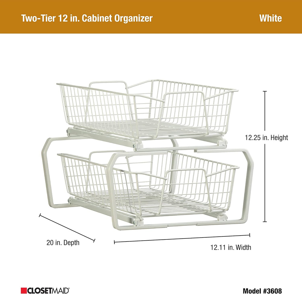 ClosetMaid 11 in. Pull Out Cabinet Organizer, 2 Tier, Heavy Duty, Slide Out P...