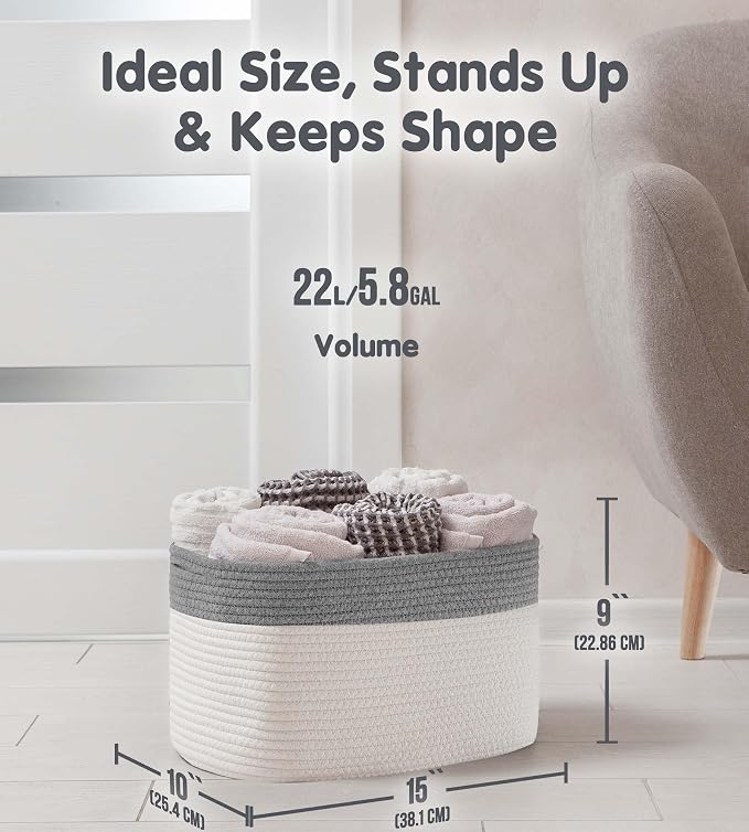 CHAT BLANC Cotton Rope Baskets for Organizing | Storage Baskets for Shelves | - Image 3