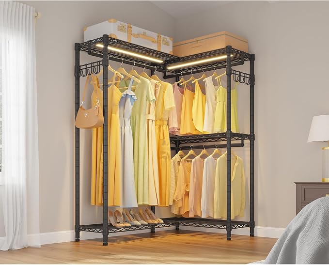 VIPEK L4L Portable Closet with Dimmable LED Lights, L Shaped Clothes Rack - Image 3