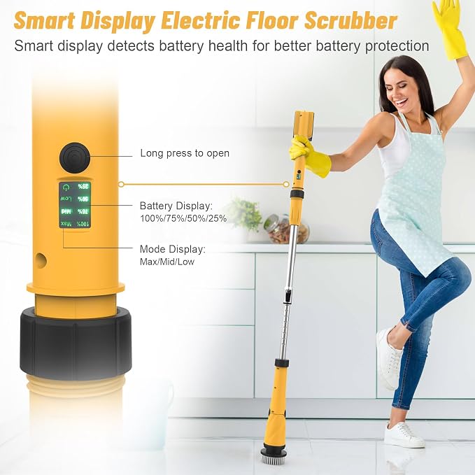 Qimedo Upgrade 1200 RPM Battery Electric Spin Scrubber, Highly Powerful - Image 4