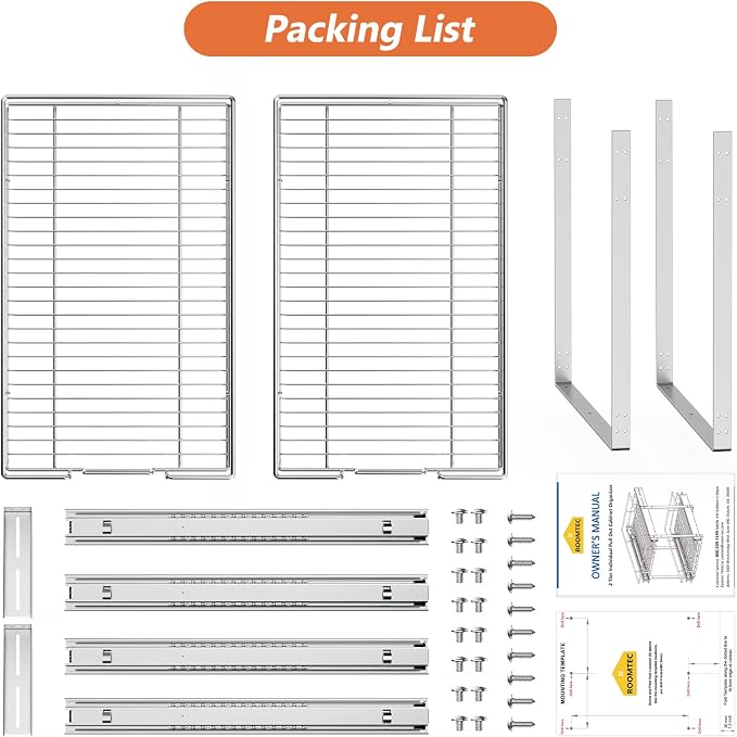 ROOMTEC Individual Pull Out Cabinet Organizer, 2 Tier Spice Rack Organizer - Image 8