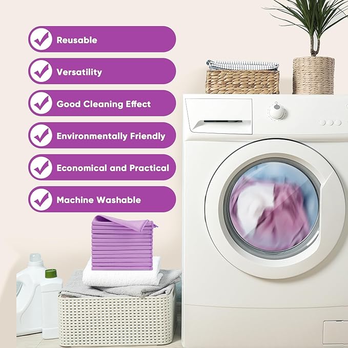 HOMEXCEL Microfiber Glass Cleaning Cloth 12 PK, Lint Free Streak Free, Reusable - Image 8