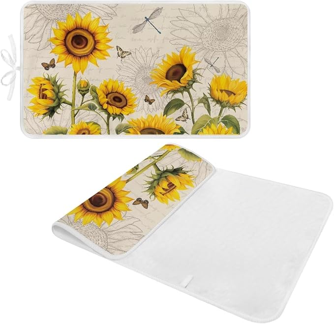 Sunflower Ironing Mat Pad for Table Portable Travel Iron Blanket Vintage - Image 2