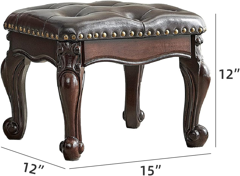 Footstool and Ottomans Small Foot Stool with Fiber Leather Wooden Foot Rest U...