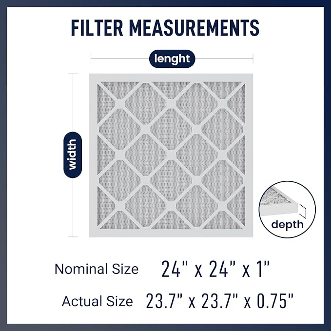 24x24x1 MERV 8 Air Filters 6-Pack, Actual Size 23.7" x 23.7" x 0.75" – - Image 2