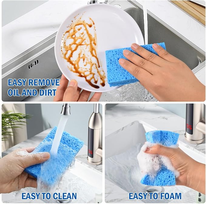 YoleShy Sponges Kitchen 10 Pack Natural Compressed Cellulose Sponges - Image 3