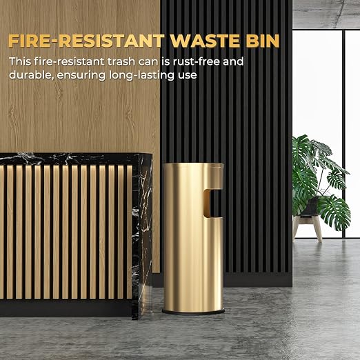 Trash Can Outdoor Waste Container Round Stainless Steel Trash Can - Image 2