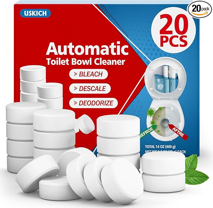 USKICH 20 Pack Toilet Bowl Cleaner Tablets, Long-Lasting Household Toilet by USKICH