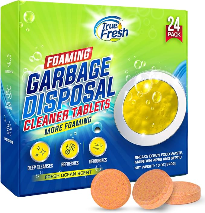 True Fresh Garbage Disposal Cleaner – 24-Pack Foaming Sink and Drain Deodorizer by TrueFresh