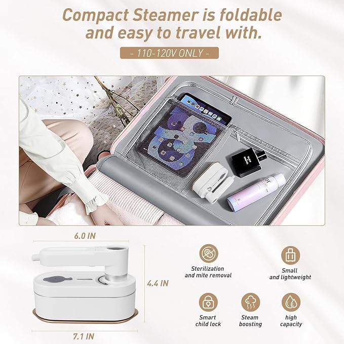 Travel Steamer for Clothes Portable Mini, 8 Steam & Iron Modes Iron Steamer - Image 6