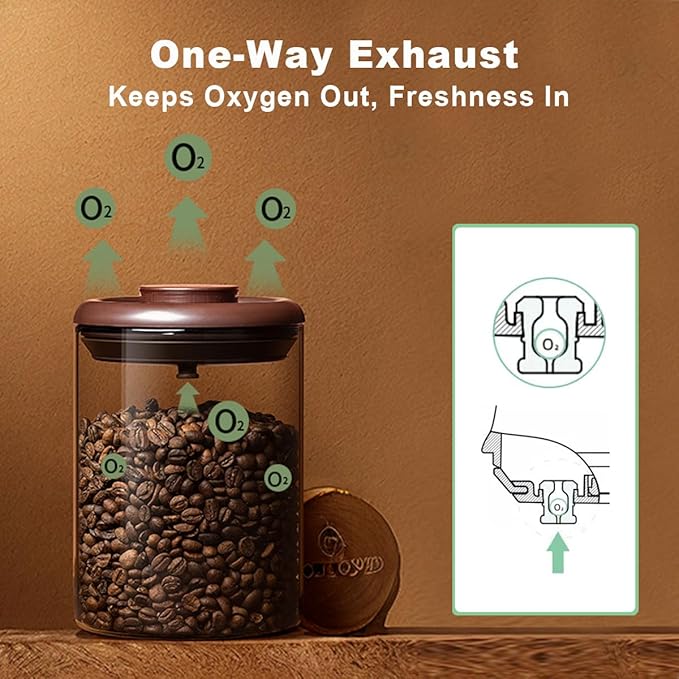 Ankou Glass Coffee Canister 900ml x 2 Jar, Airtight Food Storage Container - Image 3