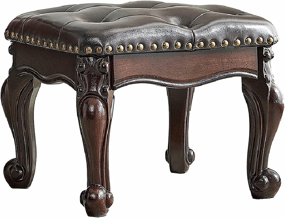 Footstool and Ottomans Small Foot Stool with Fiber Leather Wooden Foot Rest U...