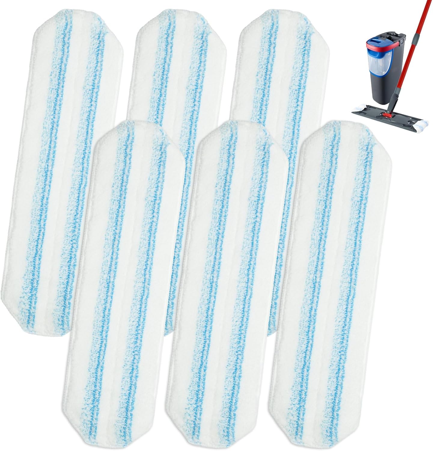 Mop Pads for OCedar H2prO Flat Mop System, 6 Pack Mop Heads Replacements for Ocedar H2prO Flat Mop, Microfiber Reusable Machine Washable Durable Long-Lasting Mop Refills Safe on Various Floors