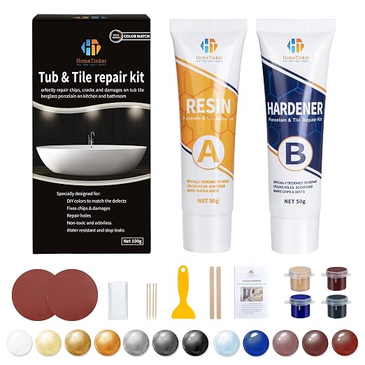 Tub Repair Kit White, Fiberglass Porcelain Repair Kit by HT+HOMETINKER